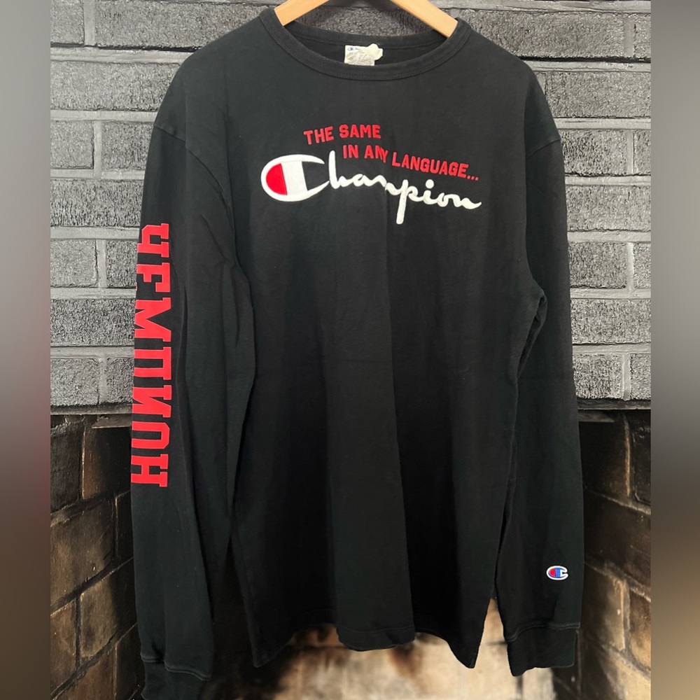 Champion Black Reverse Weave Long  T-Shirt